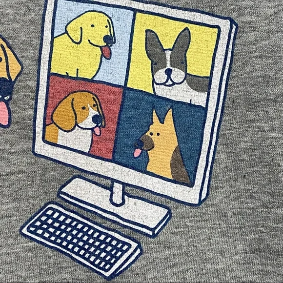 Life is Good Crusher Tee Virtual Meeting Dogs Gray XS - Picture 2 of 9
